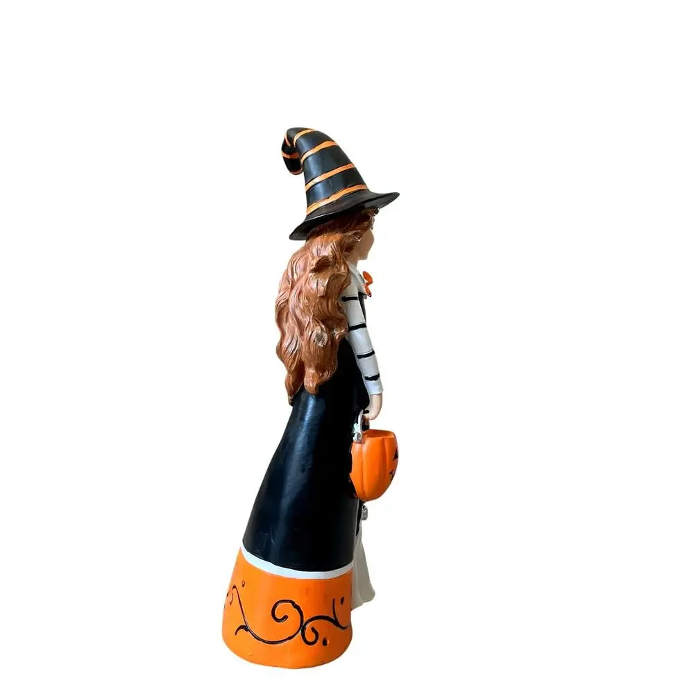 Candy Corn Lane Witch Figurine 14in Black Orange White Halloween Decor New